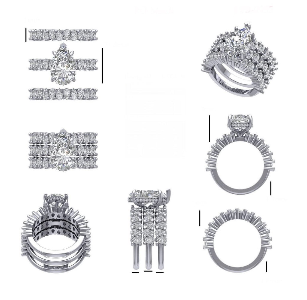 Pear Engagement Ring Wedding Bands Set - Balacia