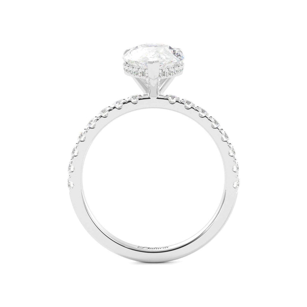 Pear Moissanite Pave Setting Hidden Halo Engagement Ring - Balacia