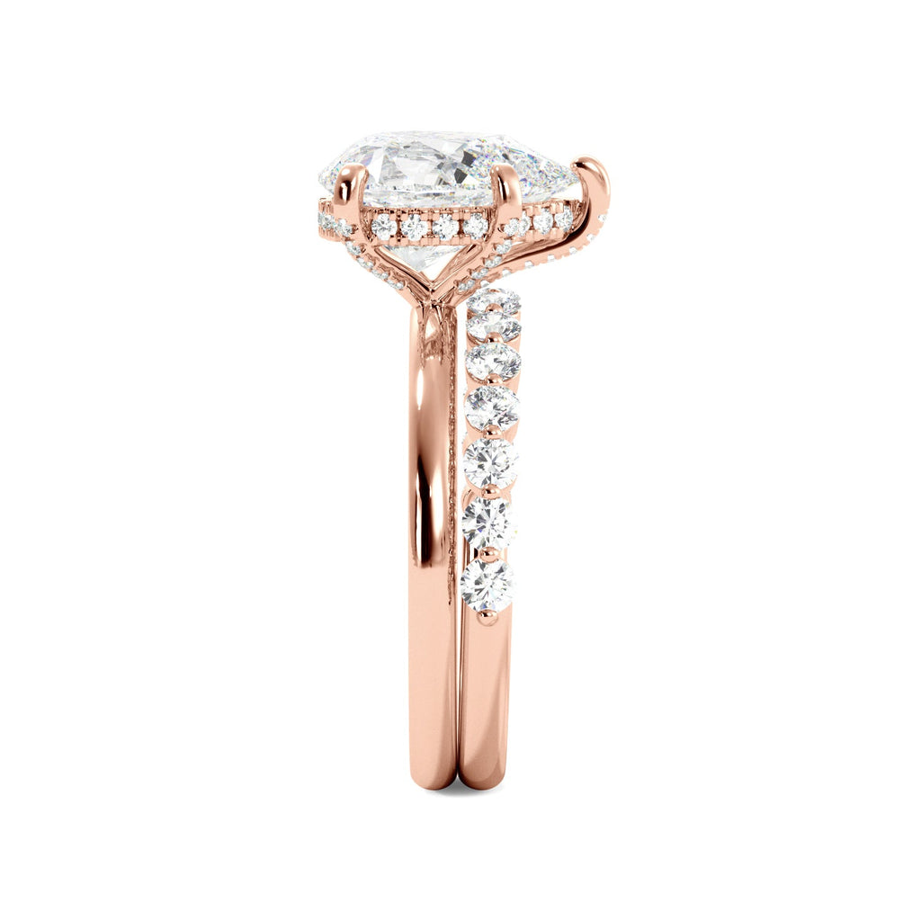 Pear Solitaire with Hidden Halo Engagement Ring Set - Balacia