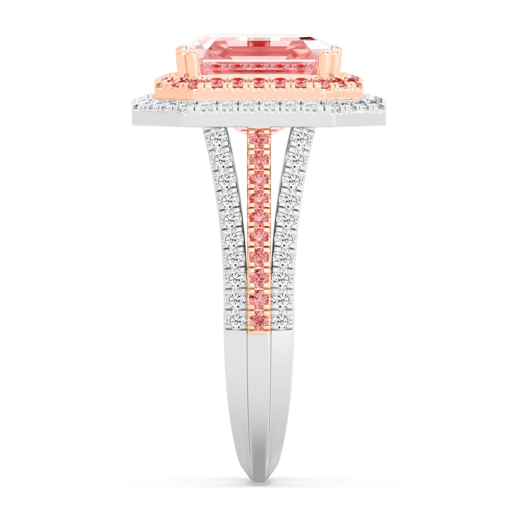 Pink Diamond Engagement Ring two toned unique ring