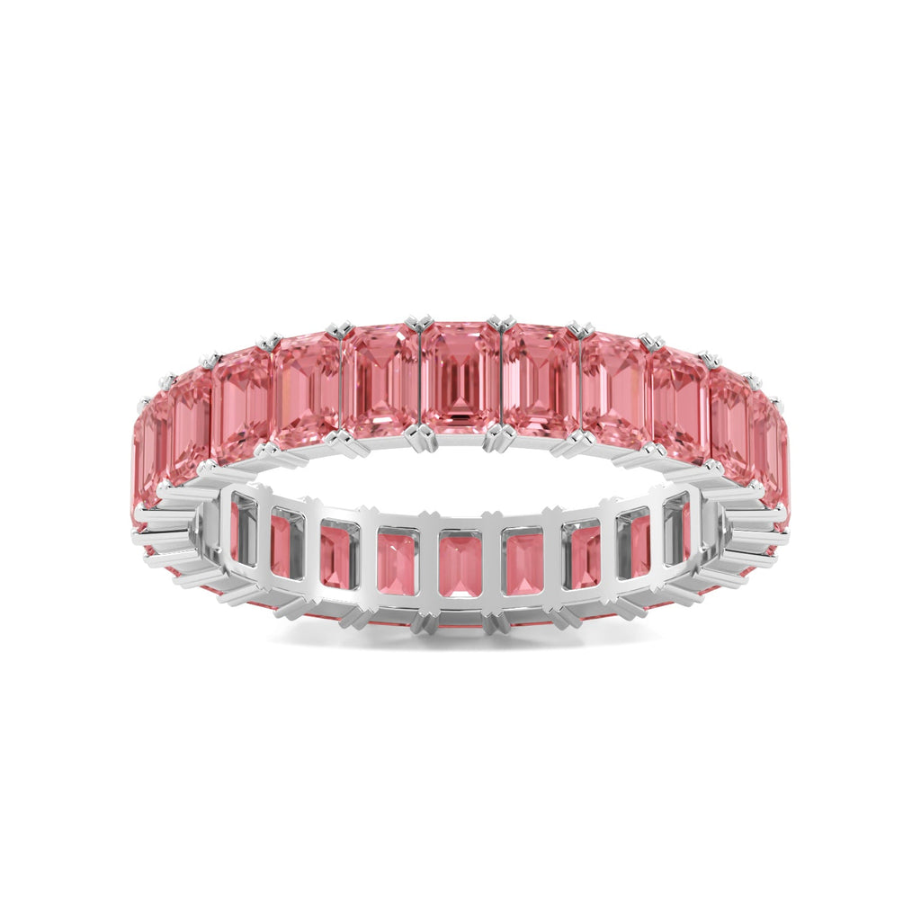 Pink Emerald Cut Diamond Eternity Band