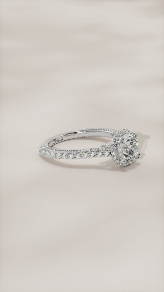 Custom Bird and Waves Engagement Ring