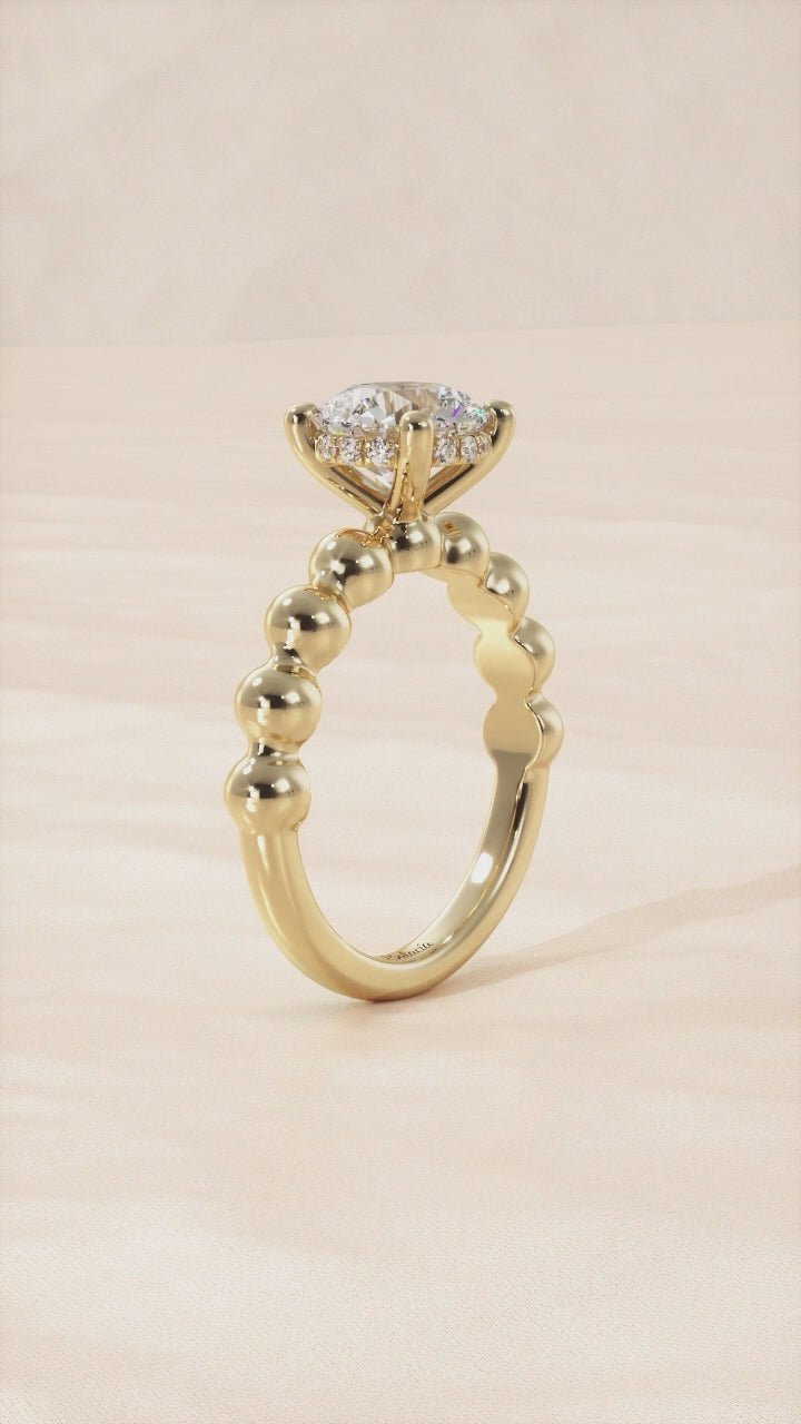 Gold Round Bubble Diamond Engagement Ring