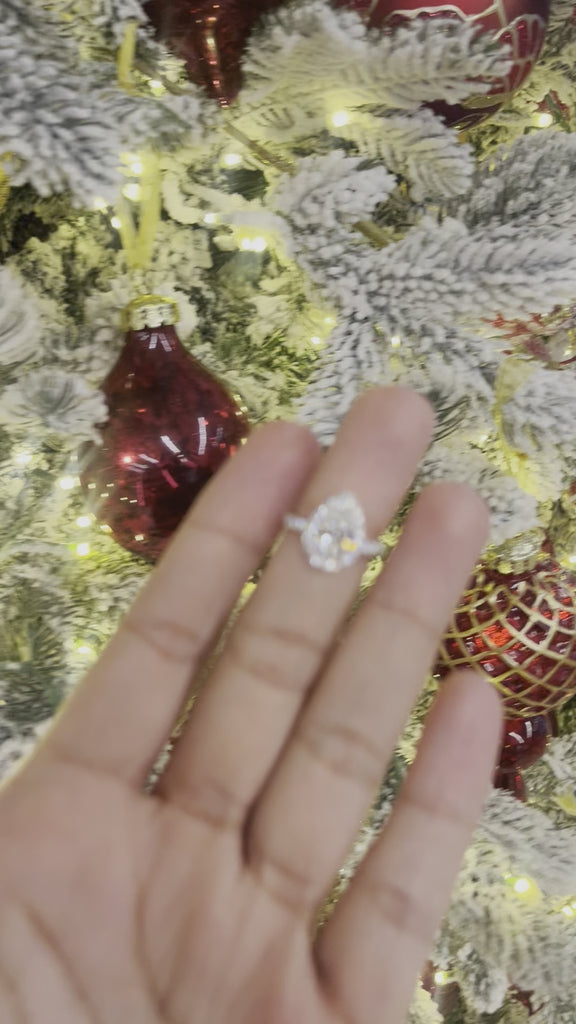 Pear Shaped Diamond Pave Setting Halo Engagement Ring Video