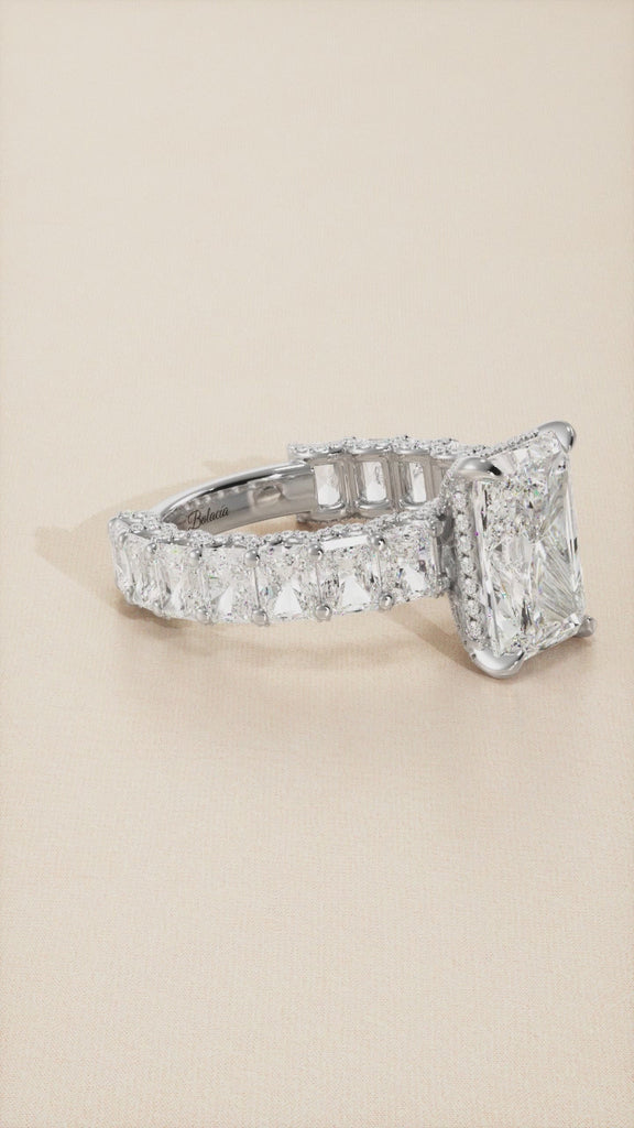 radiant cut engagement ring with radiant sides video