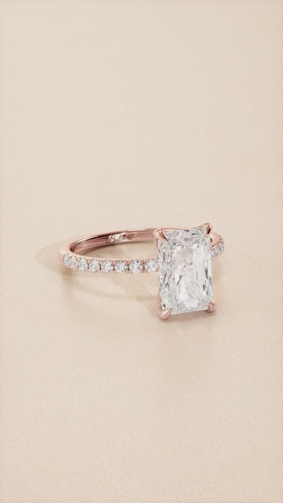 Radiant Cut Hidden Halo Diamond Engagement Ring