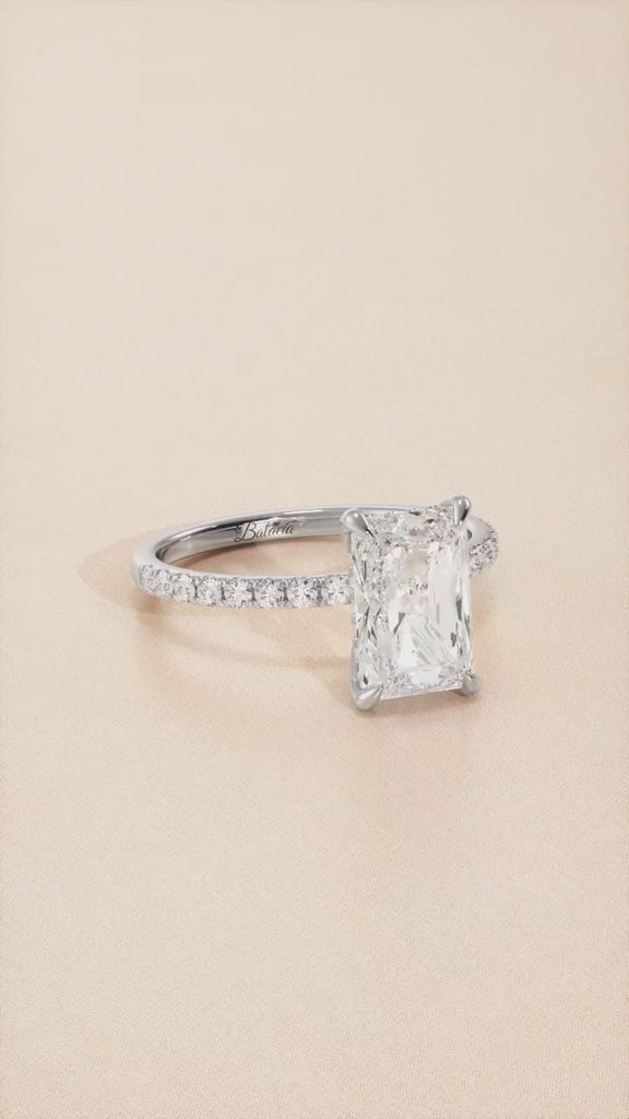 Radiant Cut Hidden Halo Diamond Engagement Ring