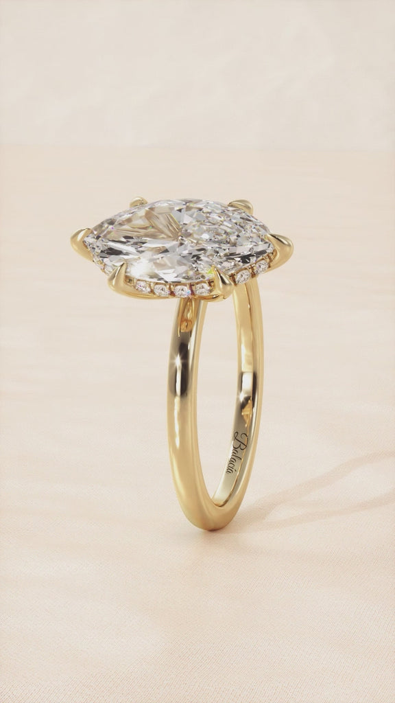 Marquise Solitaire Hidden Halo Engagement Ring