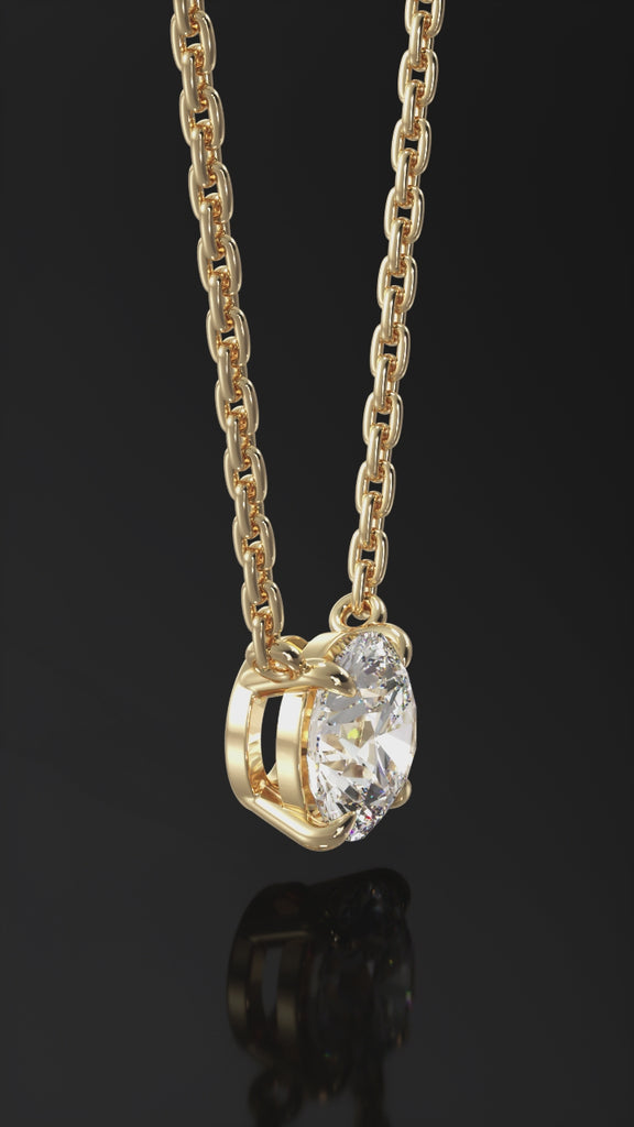 solitaire diamond floating necklace round lab grown