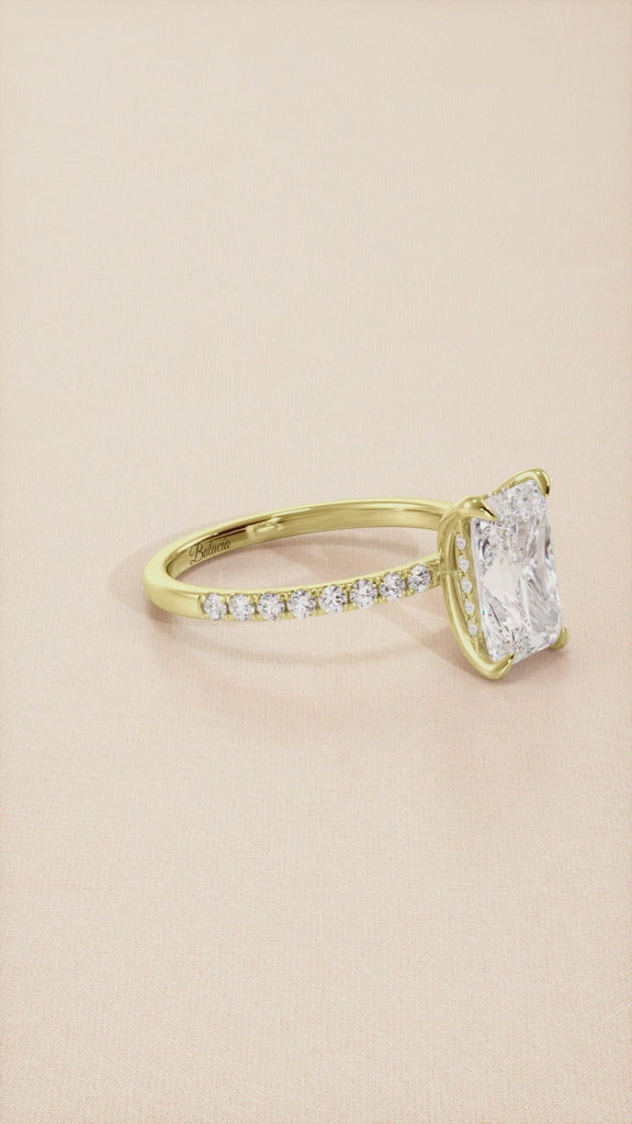 Radiant Cut Hidden Halo Diamond Engagement Ring