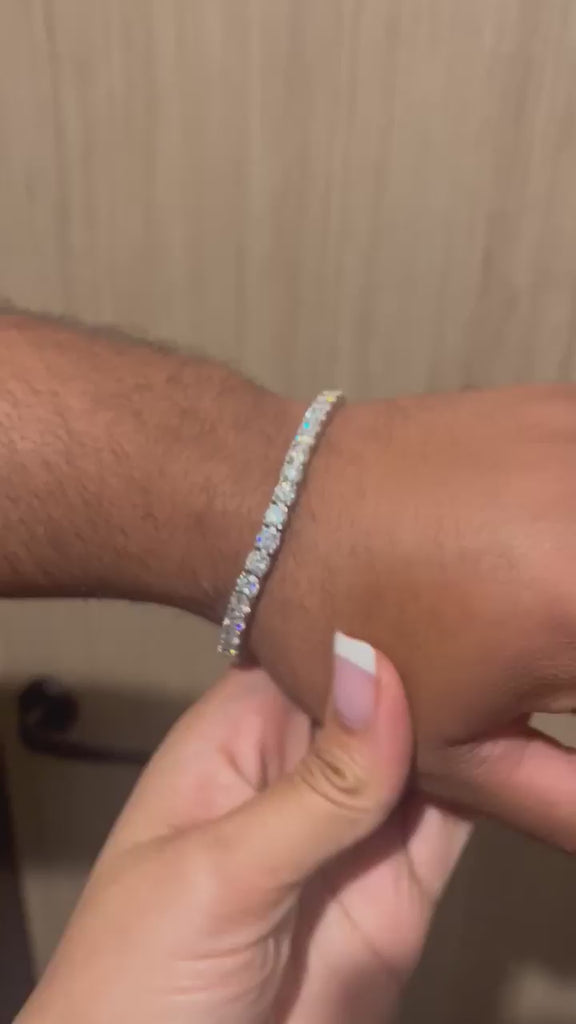 moissanite tennis bracelet on a wrist