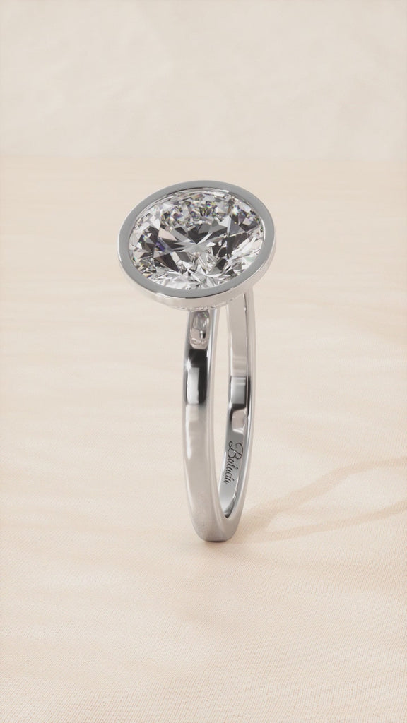 Round Bezel Diamond Solitaire Engaement Ring