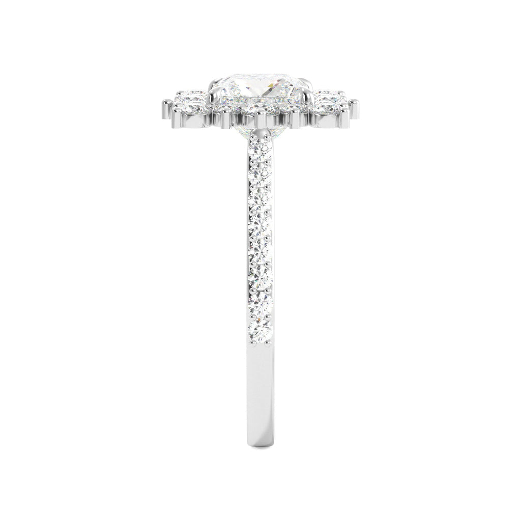 Princess Cut 1/2 Eternity Round Pedal Halo Engagement Ring - Balacia