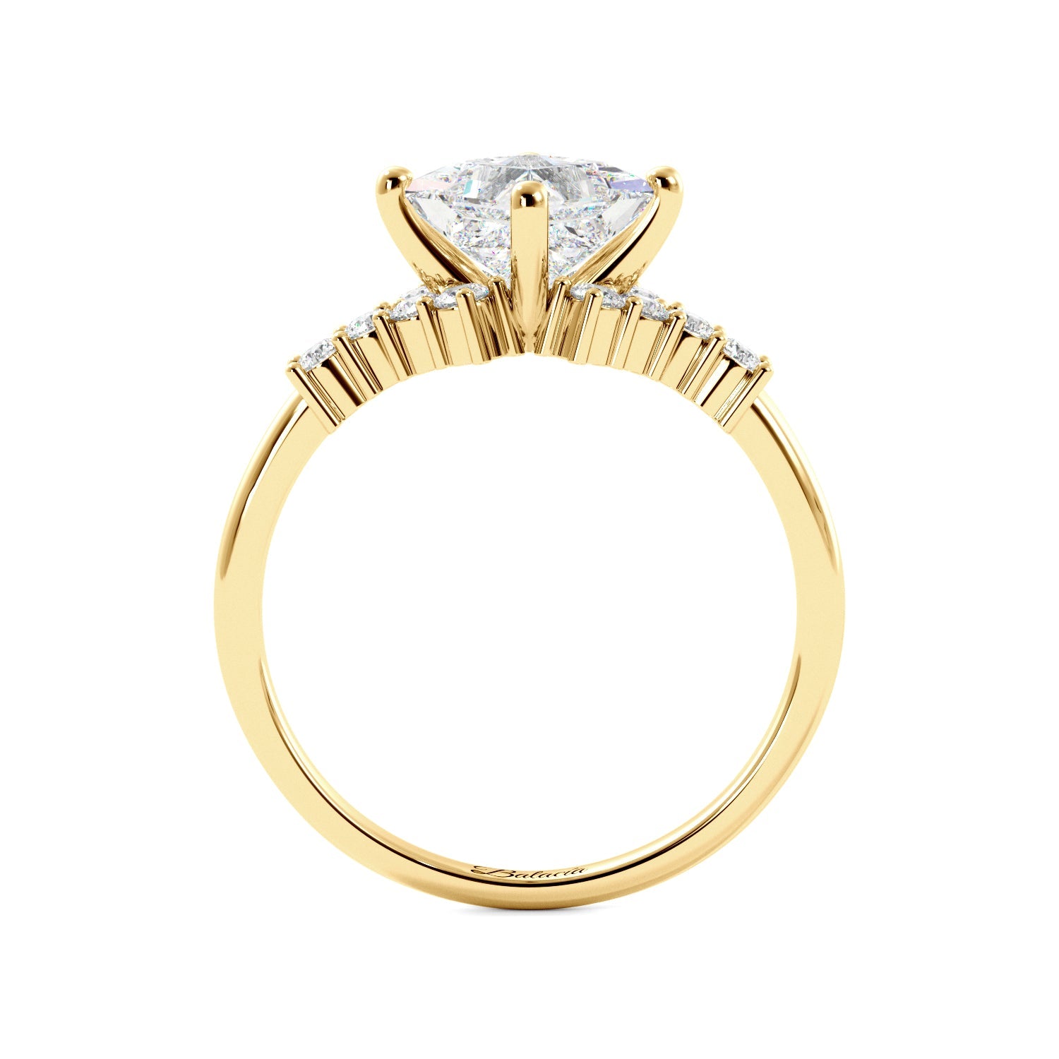 Princess Cut Cluster Sides Engagement Ring - Balacia