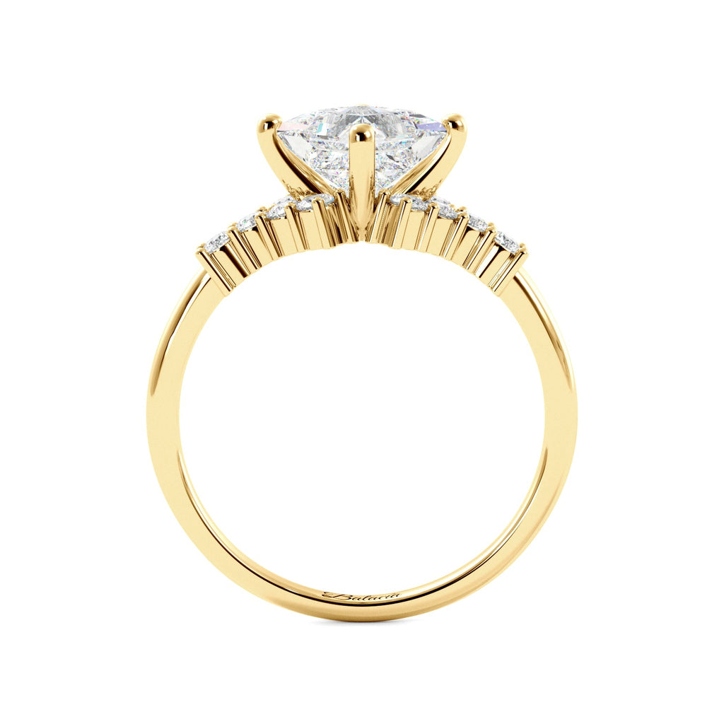 Princess Cut Cluster Sides Engagement Ring - Balacia
