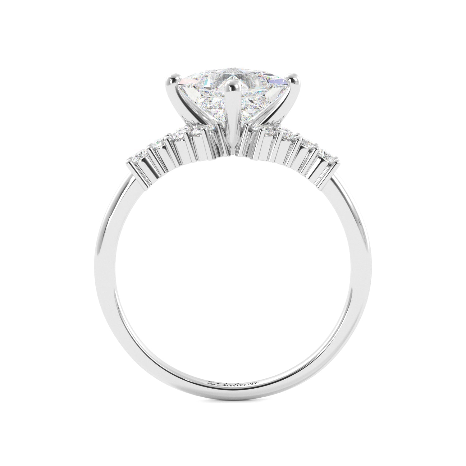 Princess Cut Cluster Sides Engagement Ring - Balacia