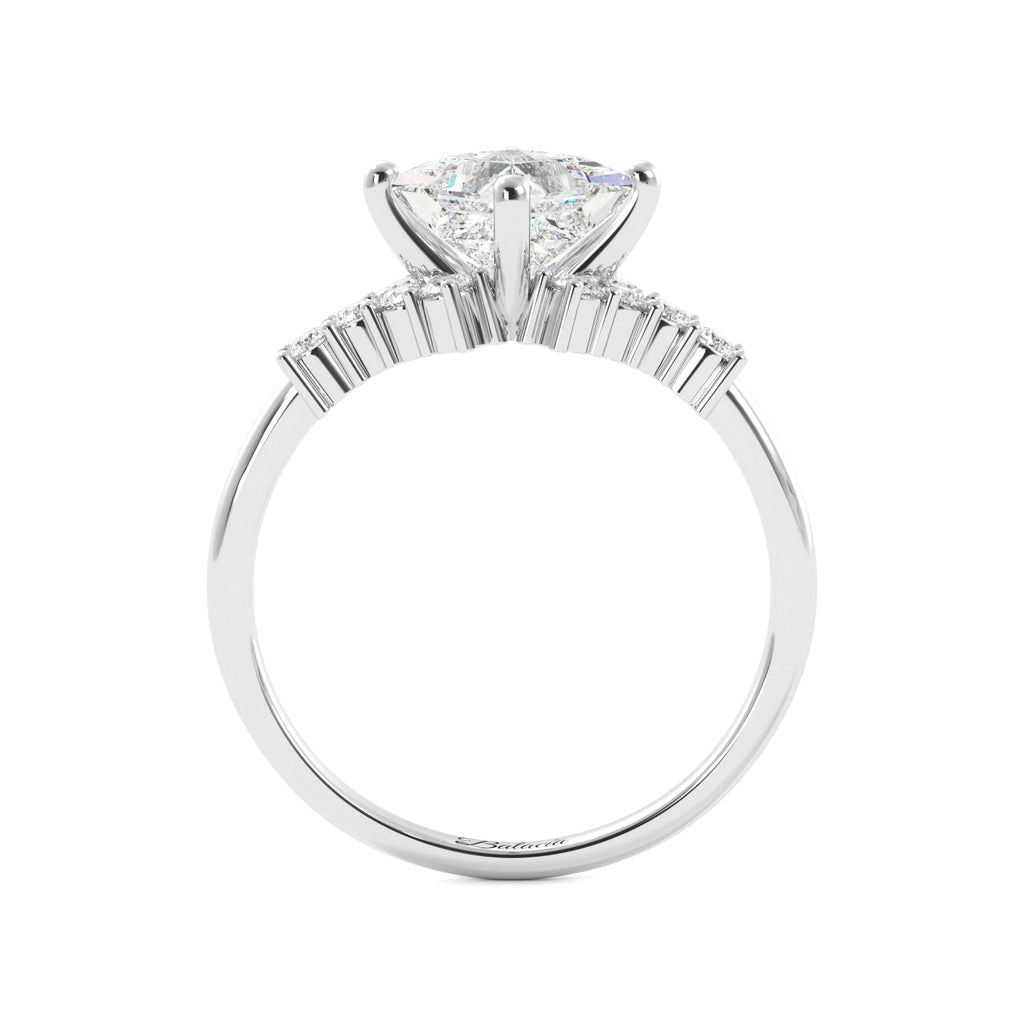 Princess Cut Cluster Sides Engagement Ring - Balacia