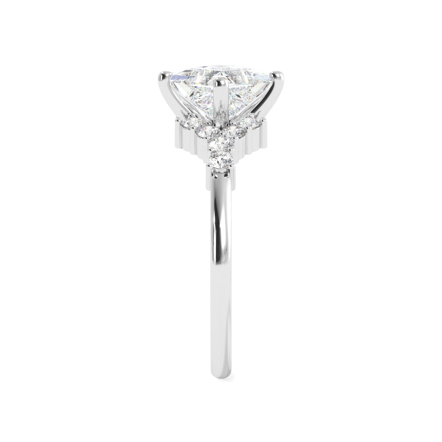 Princess Cut Cluster Sides Engagement Ring - Balacia