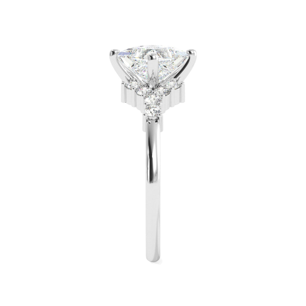 Princess Cut Cluster Sides Engagement Ring - Balacia