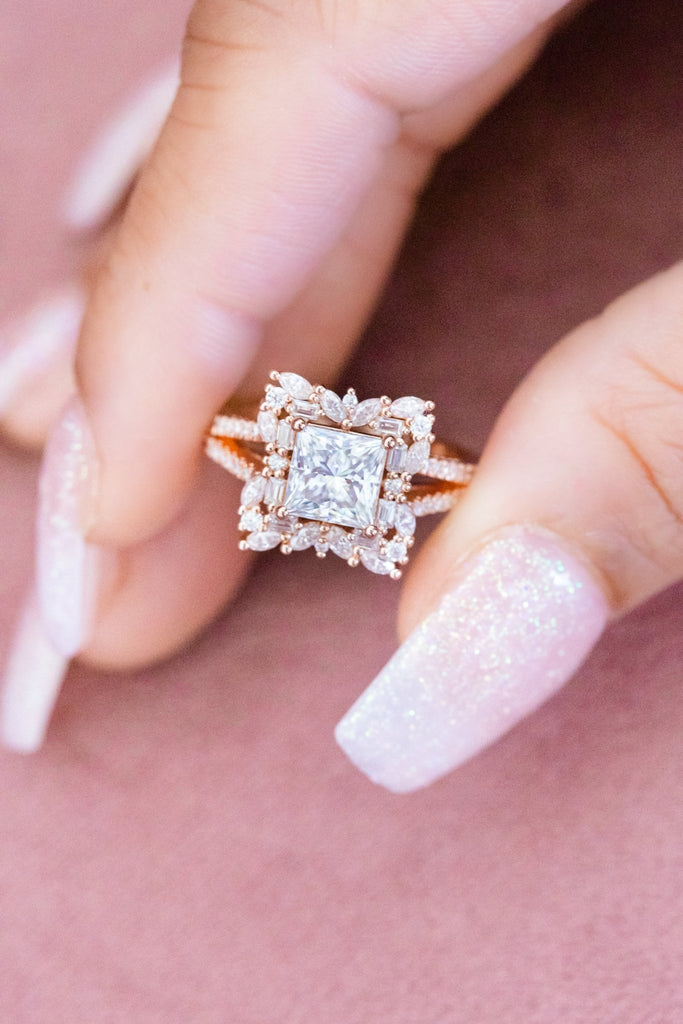 Princess Cut Moissanite Engagement Ring