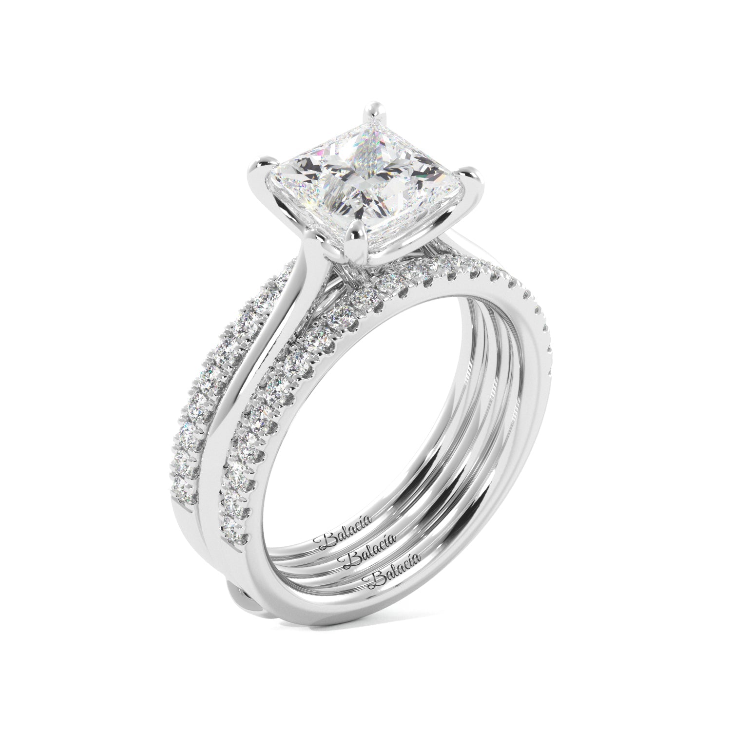 Princess Cut Solitaire Ring Guard Set - Balacia