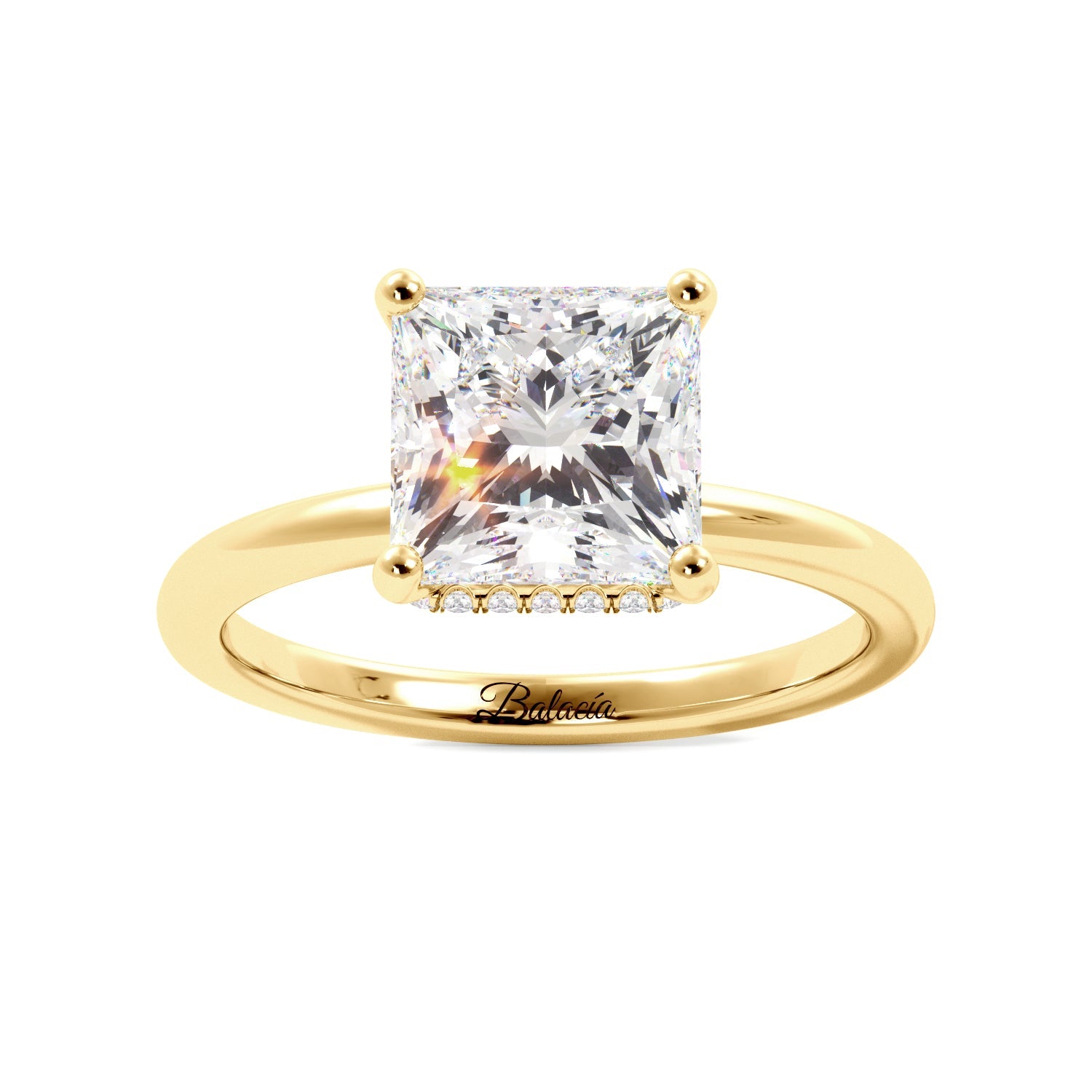 Princess Cut Solitaire with Hidden Halo Engagement Ring