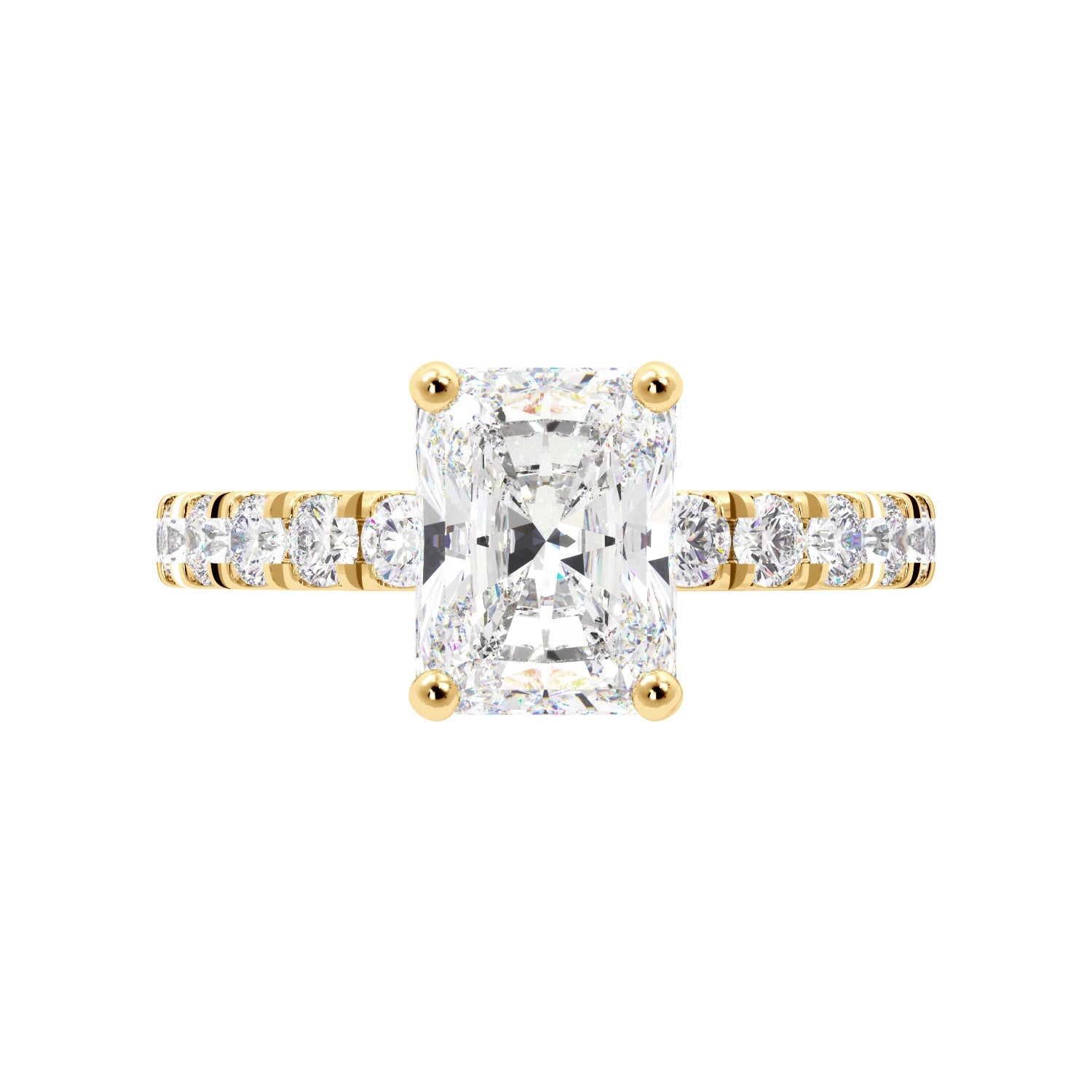 Radiant Cut 3/4 Eternity Hidden Halo Engagement Ring - Balacia