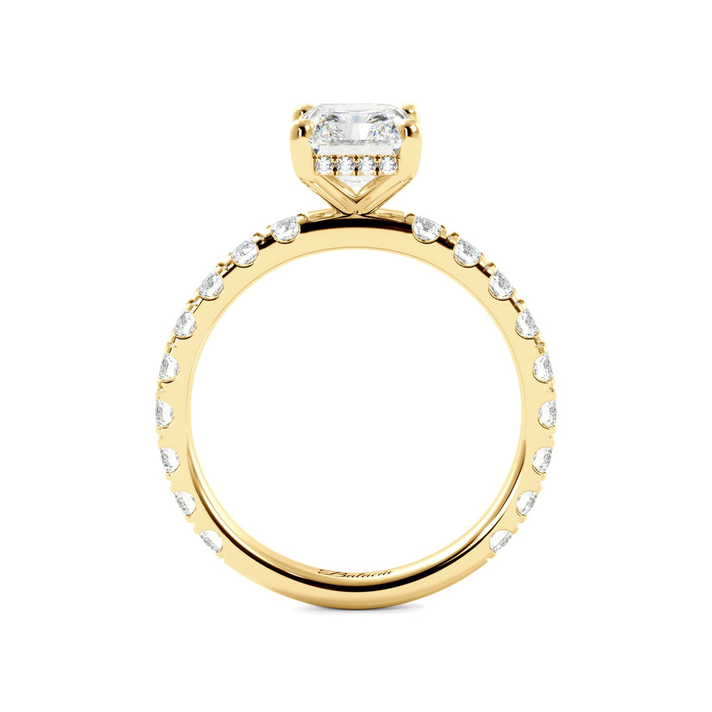 Radiant Cut 3/4 Eternity Hidden Halo Engagement Ring - Balacia
