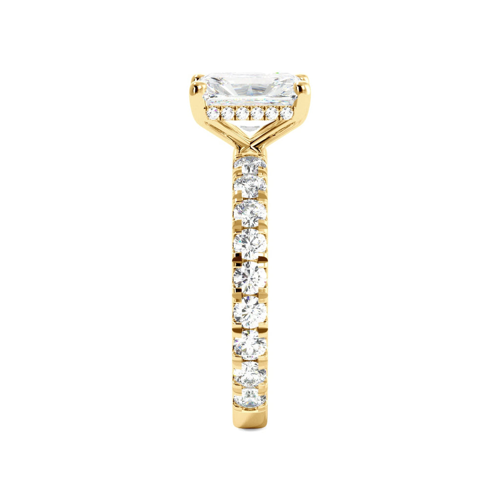 Radiant Cut 3/4 Eternity Hidden Halo Engagement Ring - Balacia