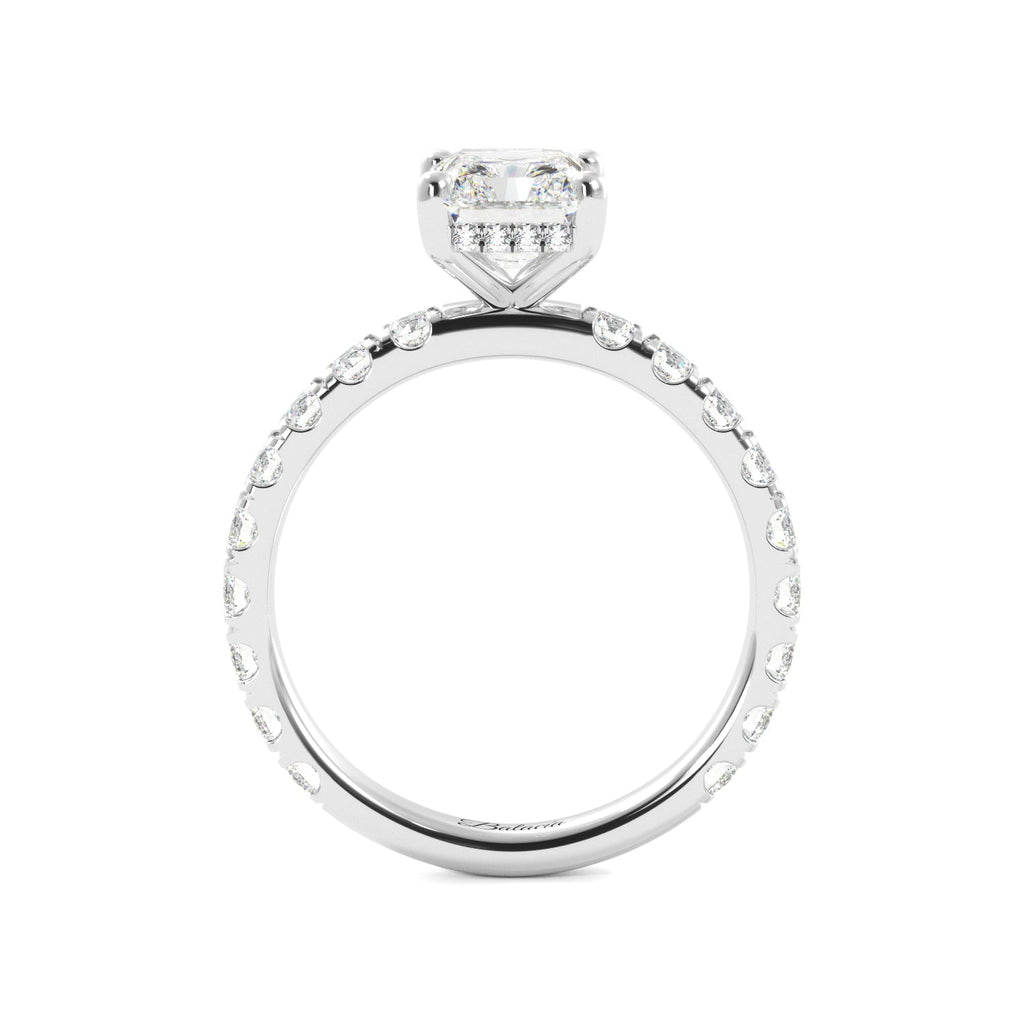 Radiant Cut 3/4 Eternity Hidden Halo Engagement Ring - Balacia