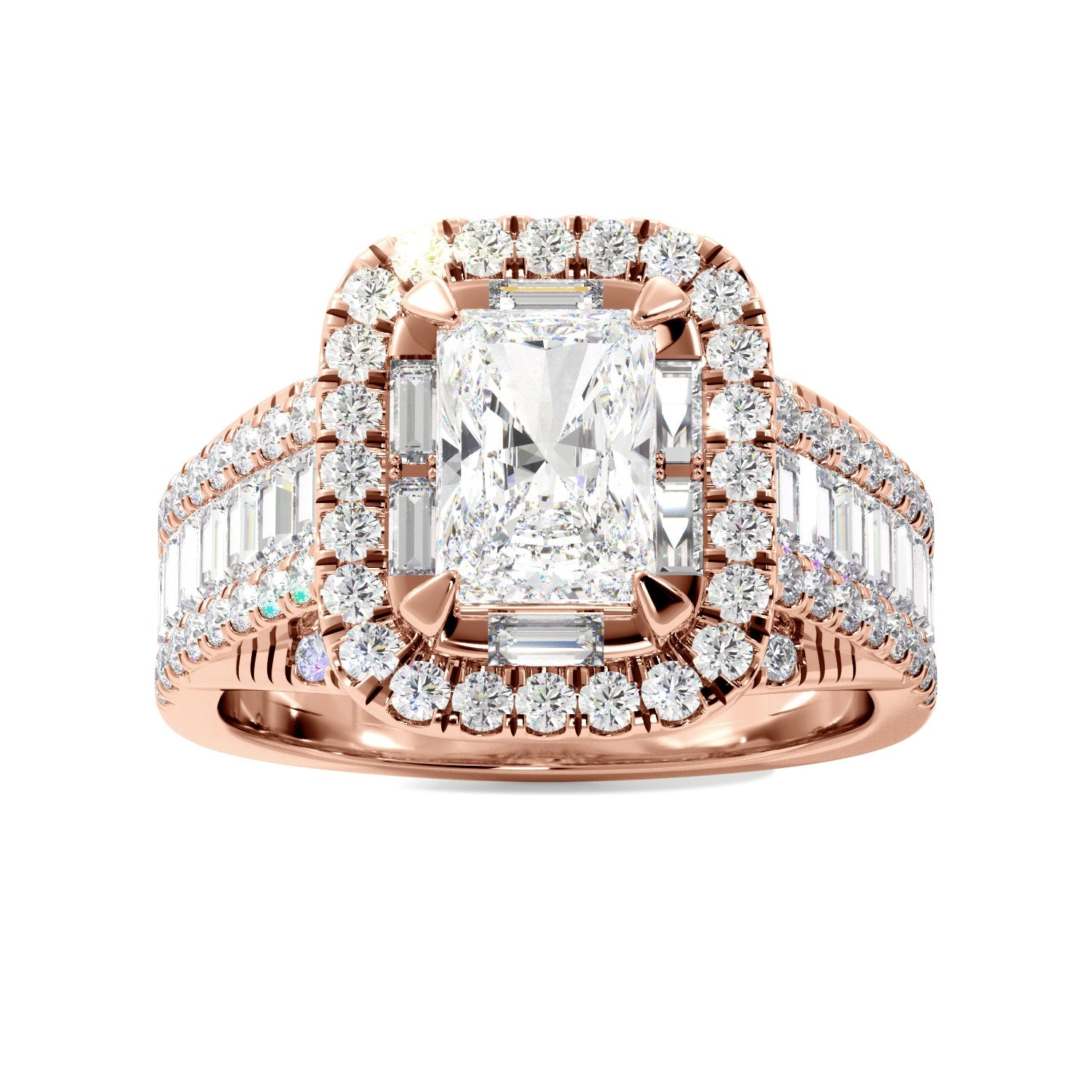 Radiant Cut Baguette and Round Half Eternity Ring - Balacia
