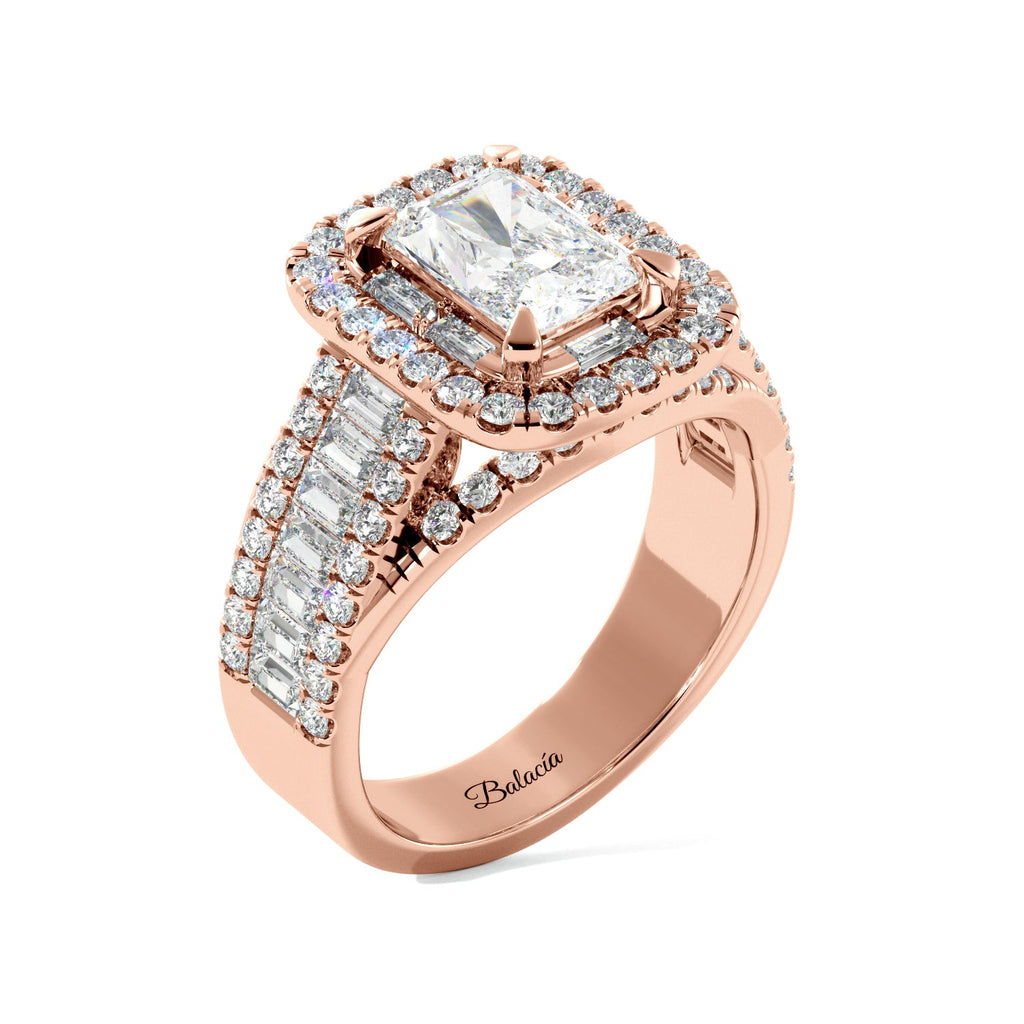 Radiant Cut Baguette and Round Half Eternity Ring - Balacia