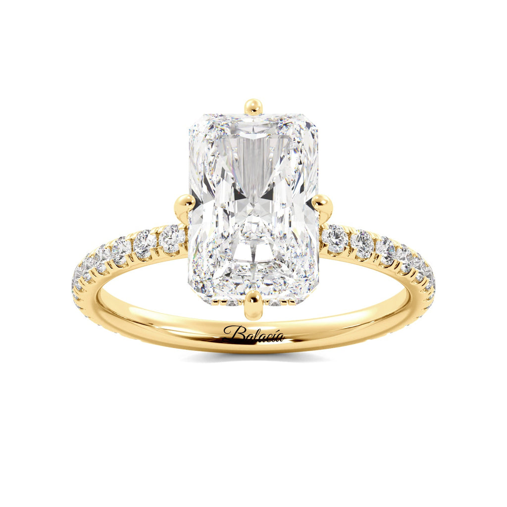 Gold Radiant Cut Compass Prongs Engagement Ring
