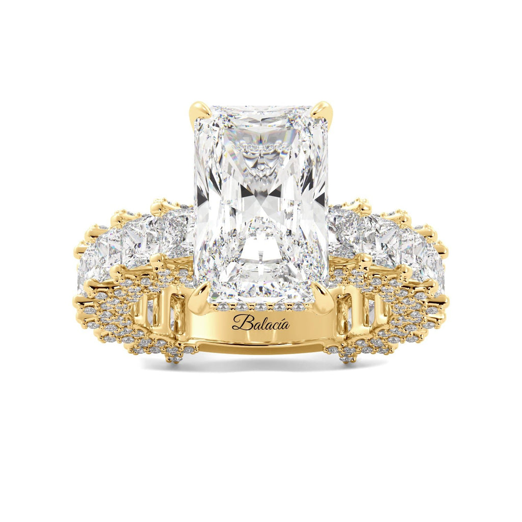 Radiant cut princess cut side diamonds iced out engagement ring
