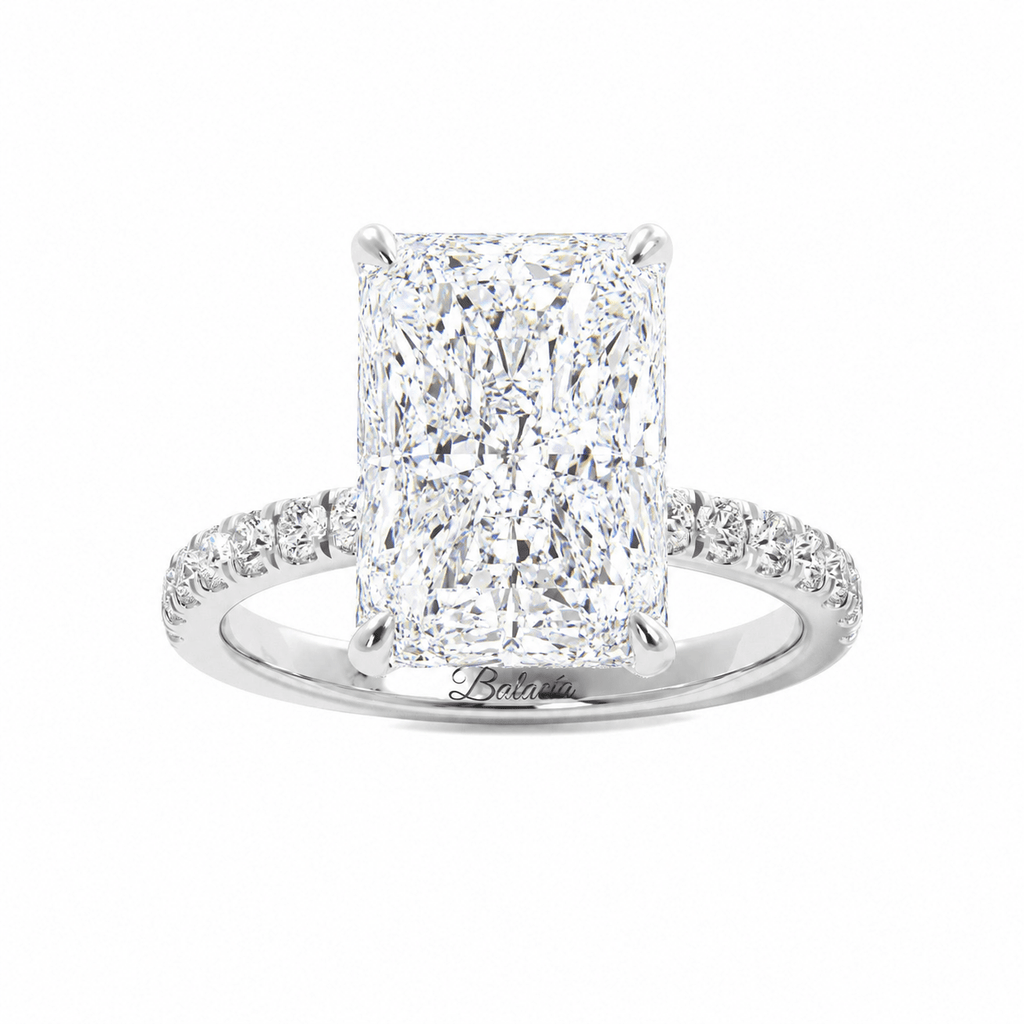 Radiant Cut Hidden Halo Diamond Engagement Ring