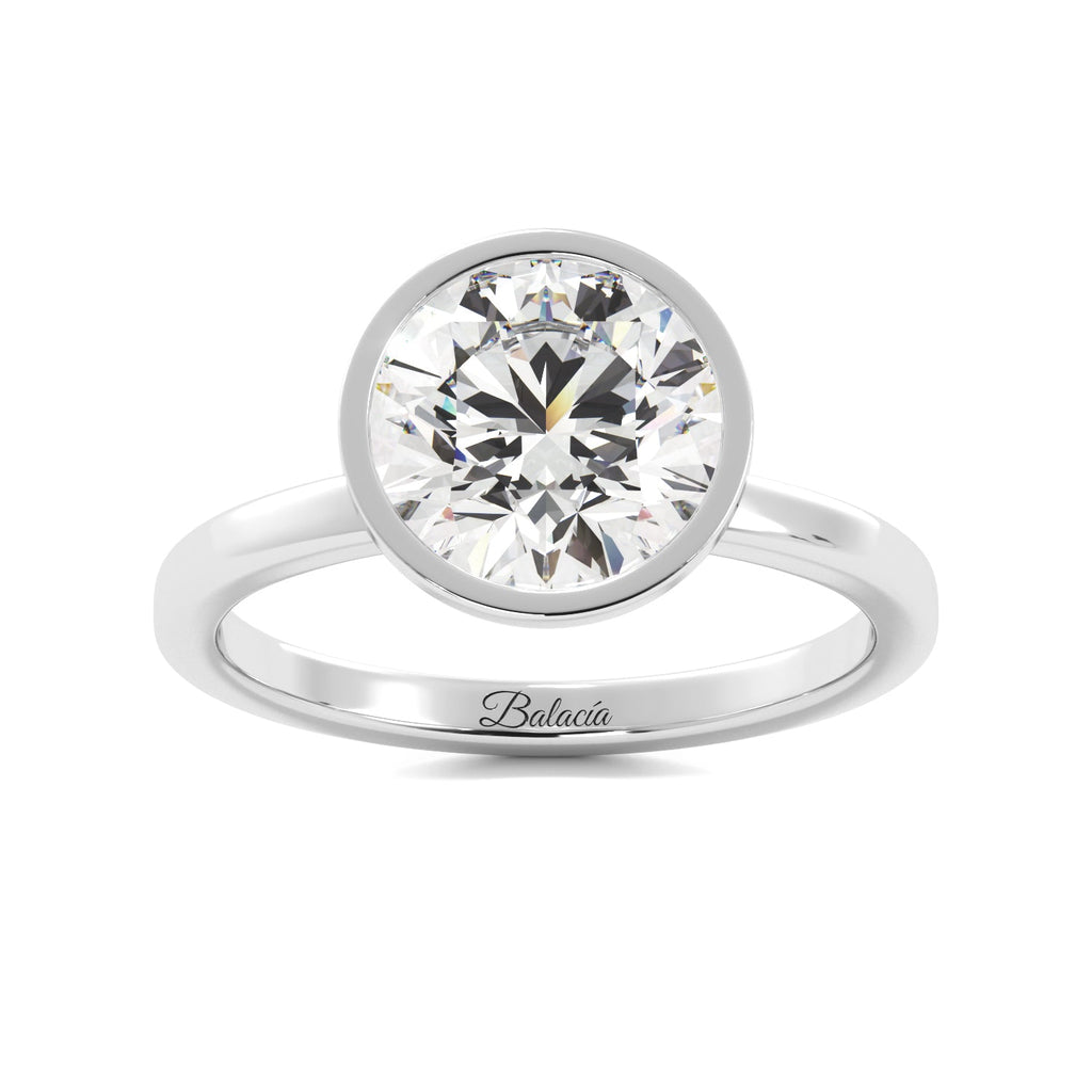 Round Bezel Diamond Solitaire Engaement Ring - Balacia