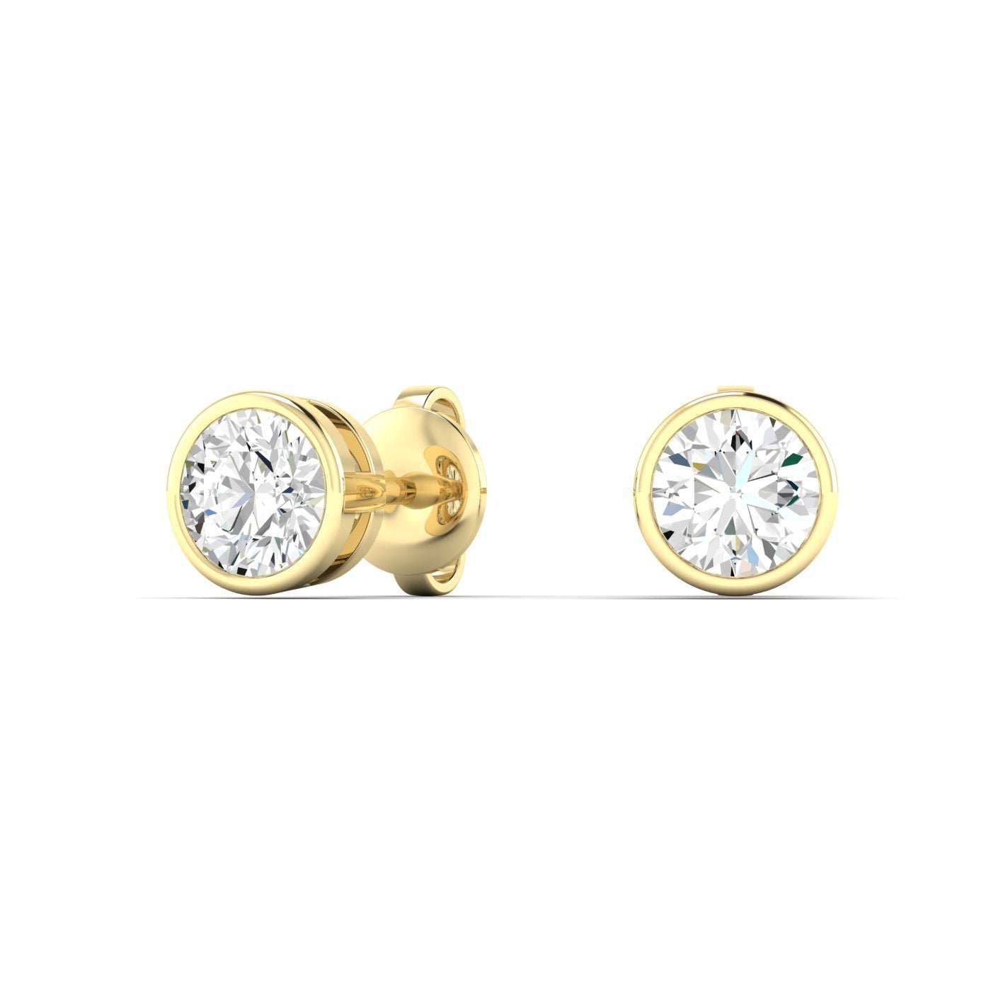 Round Bezel Diamond Stud Earrings - Balacia