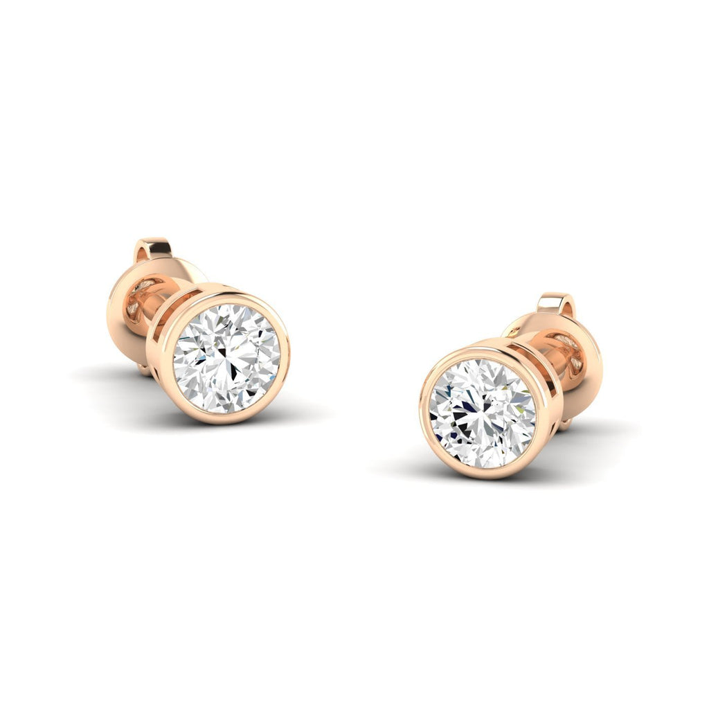 Round Bezel Diamond Stud Earrings - Balacia