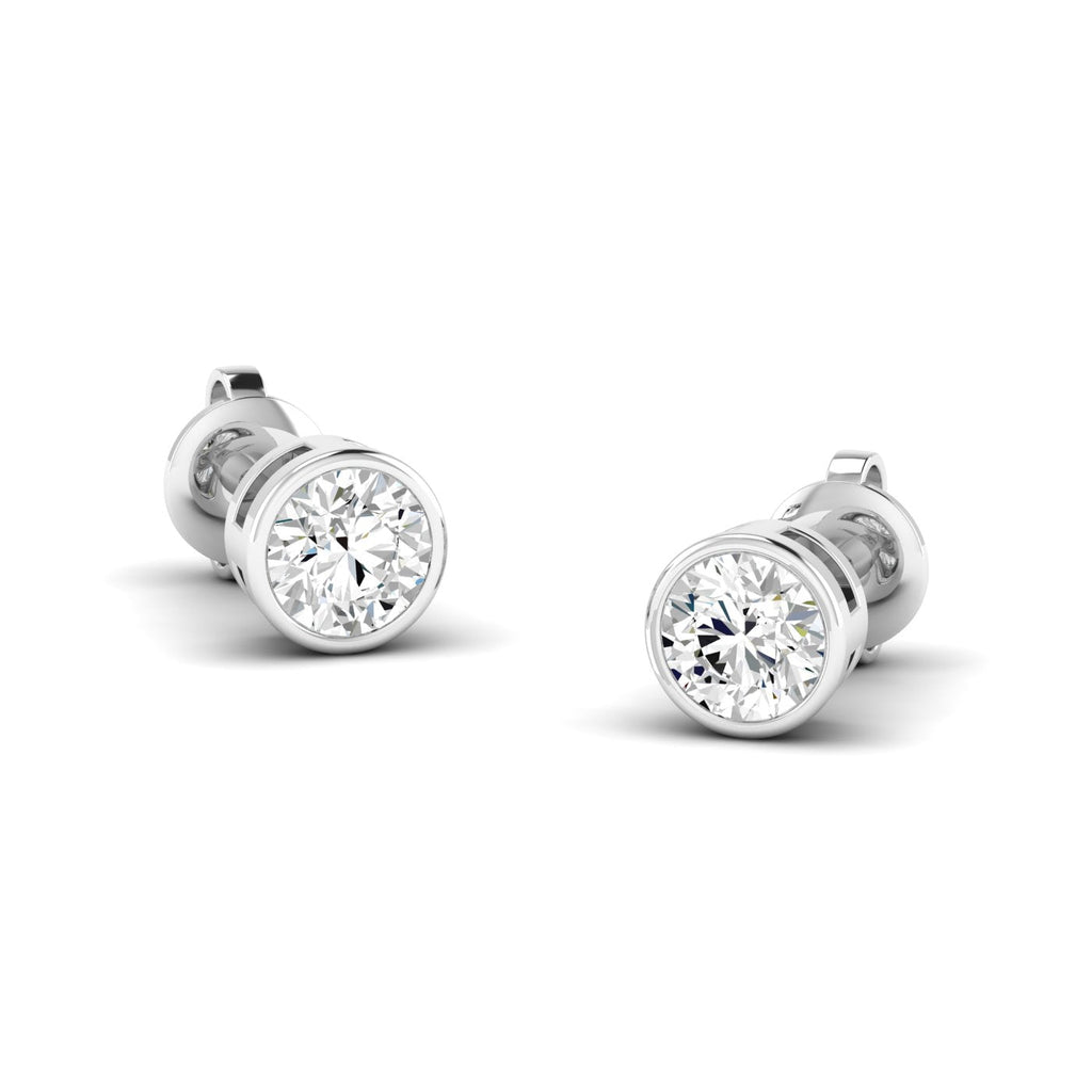 Round Bezel Diamond Stud Earrings - Balacia