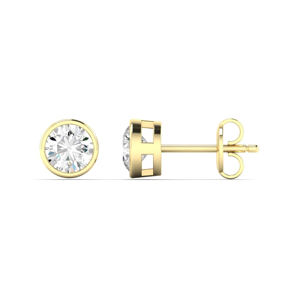 Round Bezel Diamond Stud Earrings - Balacia