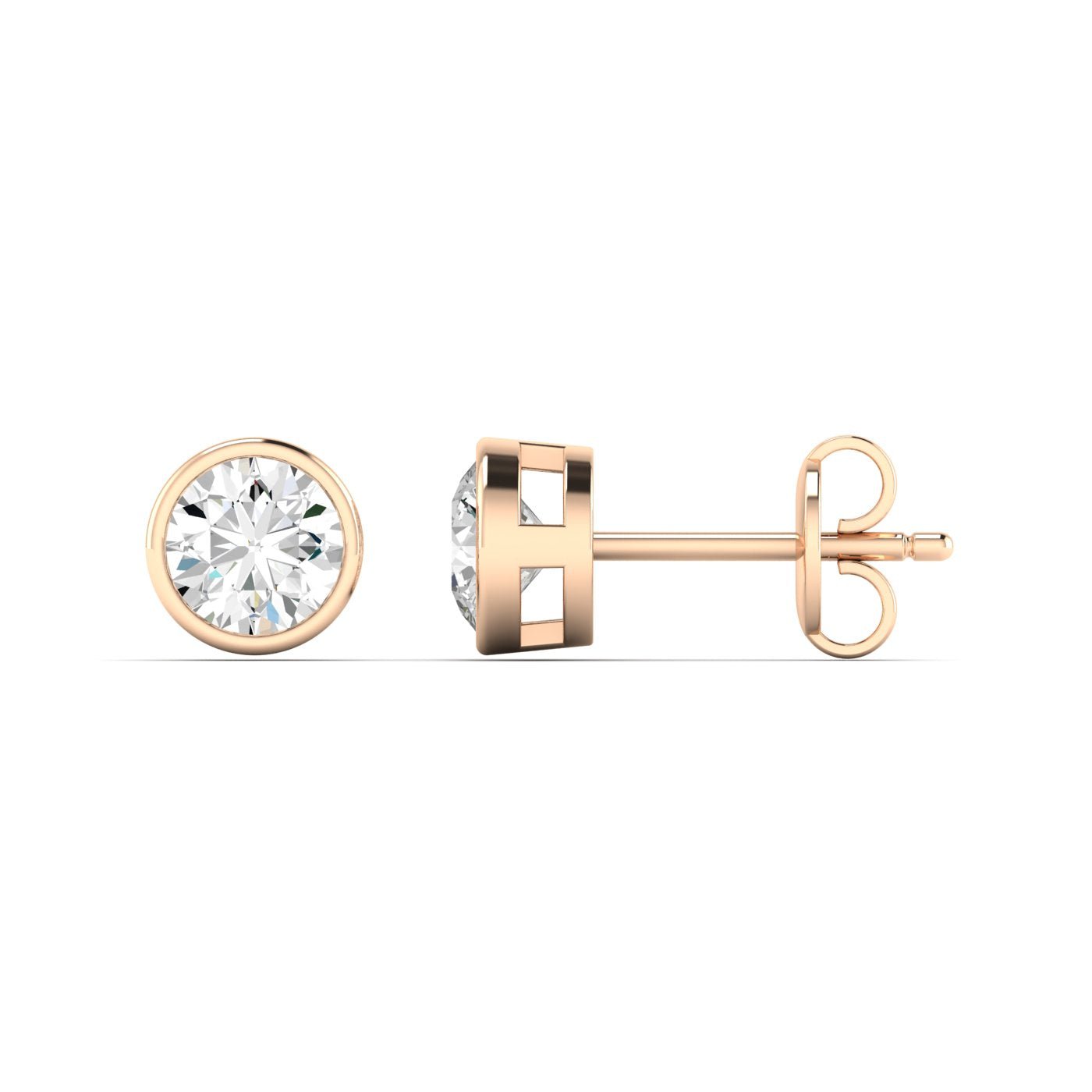 Round Bezel Diamond Stud Earrings - Balacia