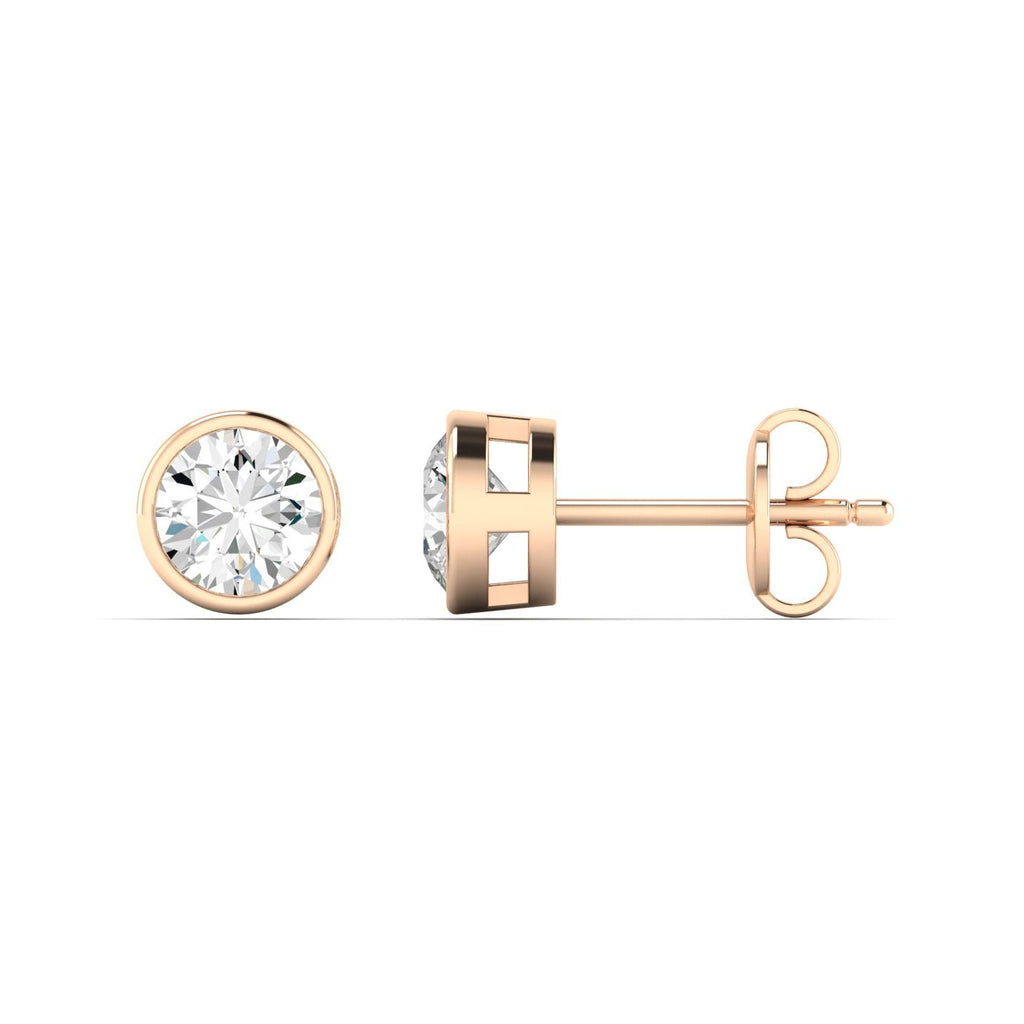 Round Bezel Diamond Stud Earrings - Balacia