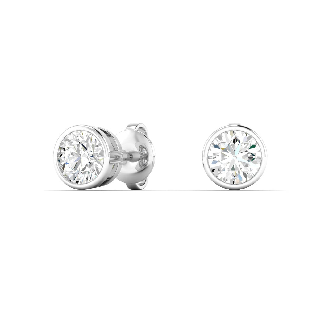 Round Bezel Diamond Stud Earrings - Balacia