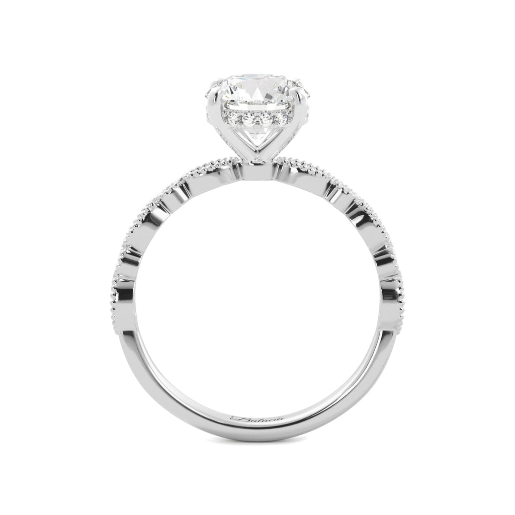 Round Diamond Milgrain Ring Side View