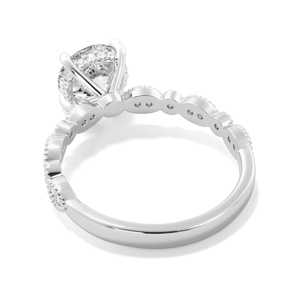 Round Diamond Milgrain Hidden Halo Ring