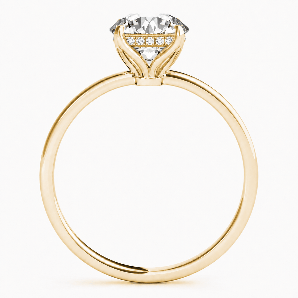 petal prongs hidden halo engagement ring