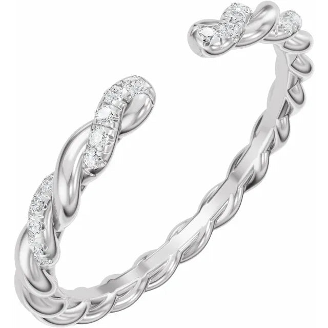 Round Diamond Rope Open Wedding Band