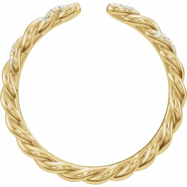 Rope Open Round Diamond Wedding Band Side View