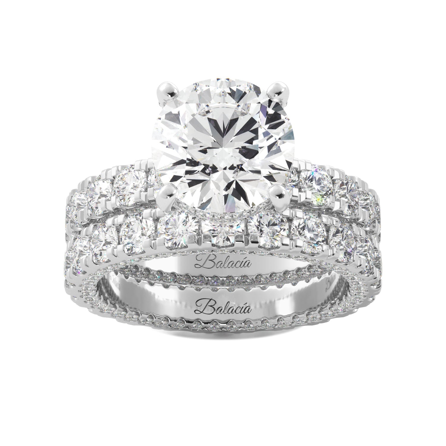 Round Iced Out Micropave Engagement Ring - Balacia