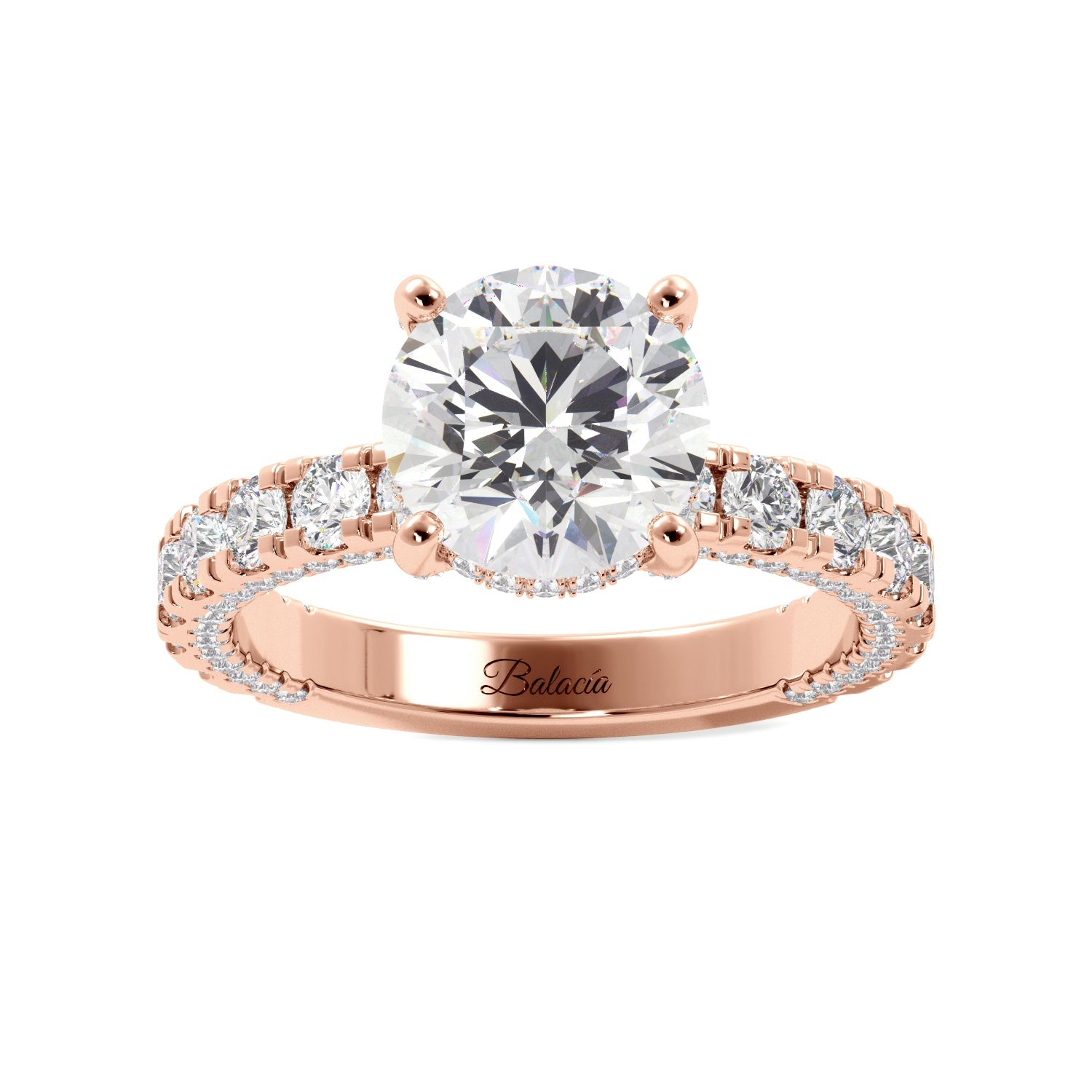 Round Iced Out Micropave Engagement Ring - Balacia